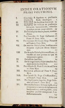 Index Orationum Primi Voluminis.