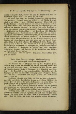 Unter dem Zwange falscher Schriftauslegung