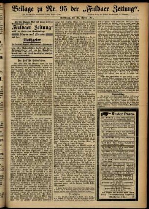 Zweite Ausgabe vom Sonntag, den 26. April 1891.