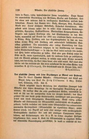 118-119 [Rezension] Müncker, Theodor, Der psychische Zwang und seine Beziehungen zu Moral und Pastoral
