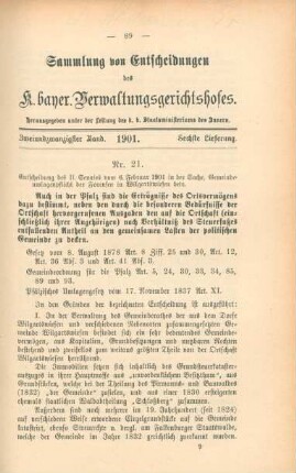Zweiundzwanzigster Band. 1901. Sechste Lieferung. - Nr. 21. - Nr. 22.