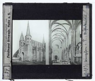 Bad Wimpfen, Stiftskirche St. Peter (Wimpfen im Tal) : Außenansicht von SW, Innenansicht nach W