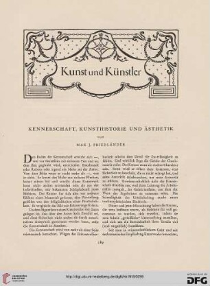Kennerschaft, Kunsthistorie und Ästhetik