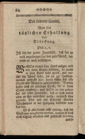 Das siebente Capitel. Von der täglichen Erhaltung und Stärckung.
