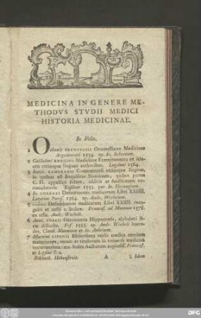 Medicina In Genere Methodus Studii Medici Historia Medicinae.