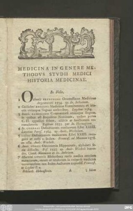 Medicina In Genere Methodus Studii Medici Historia Medicinae.
