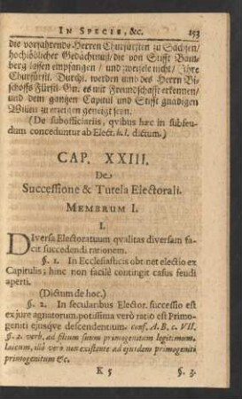Cap. XXIII. De Successione & Tutela Electorali.