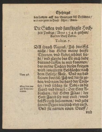 Die Sieben und funfftzigste Hochzeit Predigt/ ...