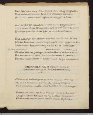 Ermahnung an den Leser, Eintritt in den Mondhimmel (Himmel II, 1 - 48) : [SW X/XI: H34]; [SW X/XI, S. 110-111/189-190]