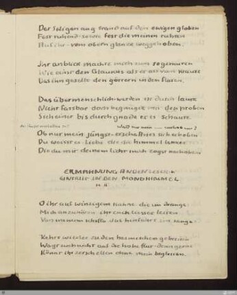 Ermahnung an den Leser, Eintritt in den Mondhimmel (Himmel II, 1 - 48) : [SW X/XI: H34]; [SW X/XI, S. 110-111/189-190]