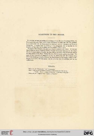 Directions to the binder / Errata