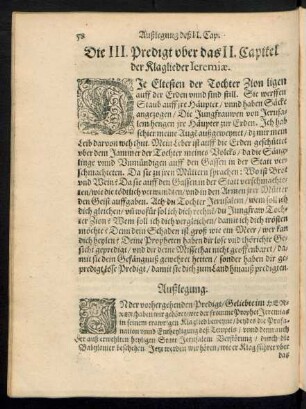 Die III. Predigt uber das II. Capitel der Klaglieder Ieremiae.