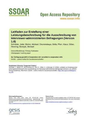 Leitfaden zur Erstellung einer Leistungsbeschreibung für die Ausschreibung von Interviewer-administrierten Befragungen (Version 1.0)