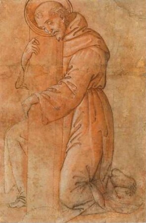 Der heilige Franziskus, am Fuße des Kreuzes kniend