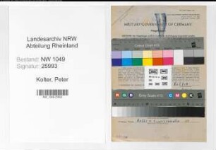 Entnazifizierung Peter Kolter , geb. 20.09.1894 (Lokfuehrer)