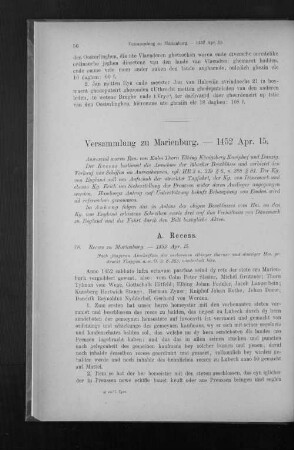Versammlung zu Marienburg. - 1452 Apr. 15.