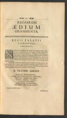 Regiarum Aedium Ornamenta.