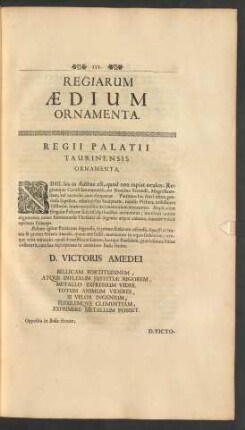 Regiarum Aedium Ornamenta.