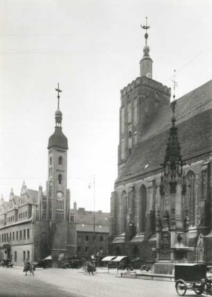 Guben, Rathaus und Stadtkirche