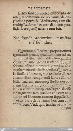Sequitur de proportionibus tractatus secundus.