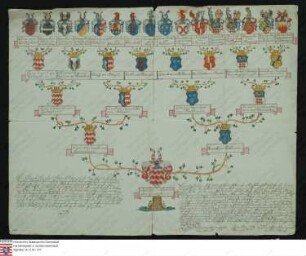 Ahnenprobe des Casimir v. Geispitzheim. - ausgefertigt 1802 Januar 7, ori[gine] 1752 Juni 15, Papier