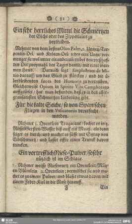 Ein vortrefflich Niese-Pulver, so sehr nützlich ist im Schlage