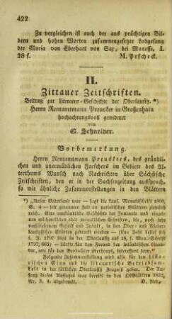 Zittauer Zeitschriften : Beitrag zur Literatur-Geschichte der Oberlausitz