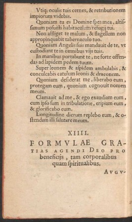 XIIII. Formulae Gratias Agendi Deo Pro beneficiis, tam corpralibus quam spiritualibus.