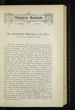 ¬Die¬ experimentelle Psychologie in der Schule