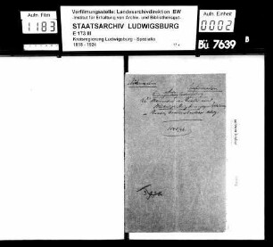 Übernahme der Straße von Möckmühl-Roigheim (gegen Adelsheim) in Staatsadministration