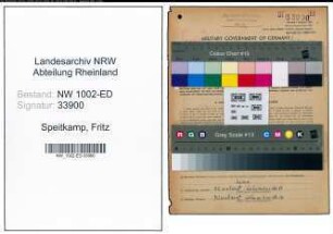 Entnazifizierung Fritz Speitkamp, geb. 27.06.1909 (Studienrat)