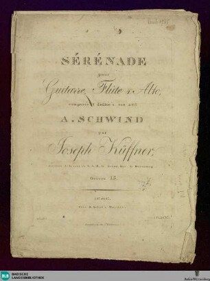 Sérénade pour guitarre, flute & alto : oeuvre 15