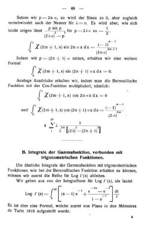 B. Integrale der Gammafunktion, verbunden mit trigonometrischen Funktionen.