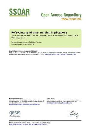 Refeeding syndrome: nursing implications