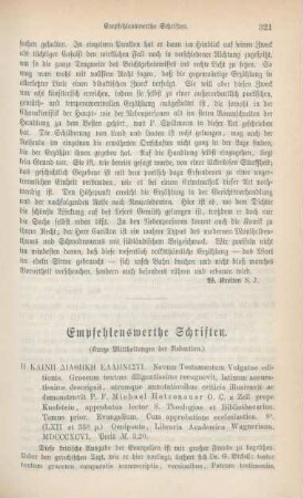321-331 Empfehlenswerthe Schriften