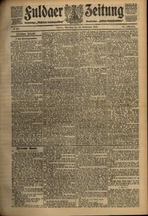 Dritte Ausgabe vom Samstag, den 13. November 1909.