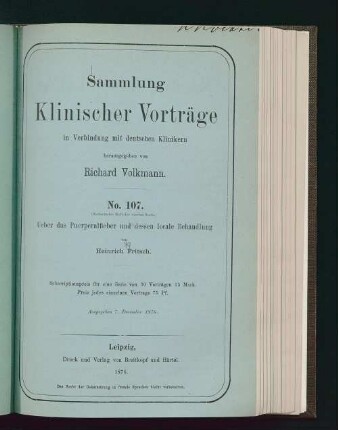 Ueber das Puerperalfieber und dessen locale Behandlung