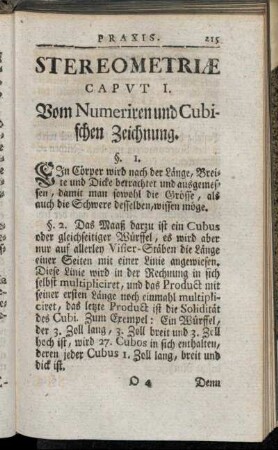 Caput I. Vom Numeriren und Cubischen Zeichnung.