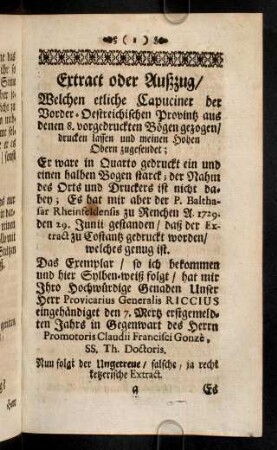 1-11, Welchen etliche Capuciner der ...