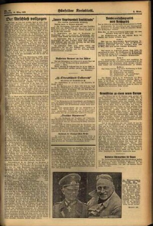 Zweite Ausgabe vom Mittwoch, den 16. März 1938.