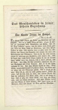 Das Menschenleben in seiner höhern Beziehung