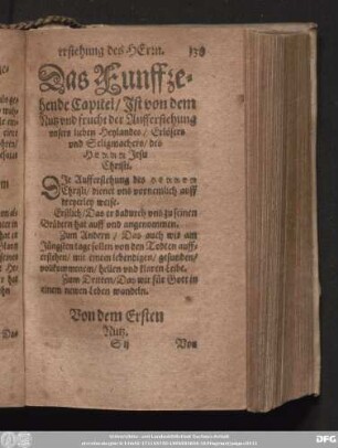 Das Funffzehende Capitel/ Ist von dem Nutz vnd frucht der Aufferstehung vnsers lieben Heylandes/ Erlösers vnd Seligmachers/ des Herrn Jesu Christi.