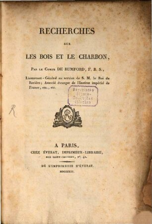 Recherches sur les bois et le charbon