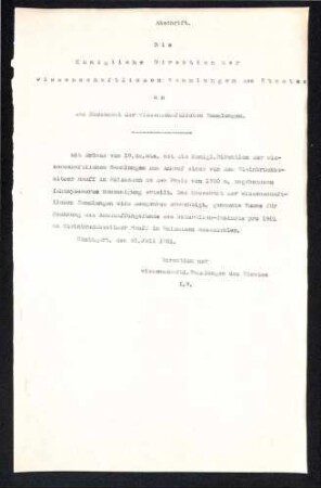 Anweisung zur Auszahlung von 1950 M an Hauff im für einen Ichthyosaurus.