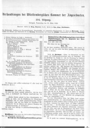 194. Sitzung, Stuttgart, 31.3.1898