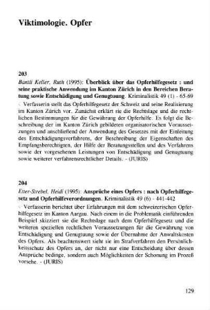129-134, Viktimologie. Opfer
