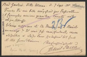 Brief an B. Schott's Söhne : 07.09.1905
