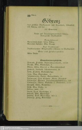 Einwohnerverzeichnis : Einwohnerverzeichnis