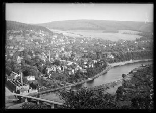 Hannoversch Münden. Stadtteilansicht mit Blick über die Fulda