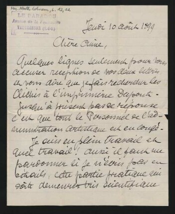 Brief an Lilli Lehmann : 10.08.1899